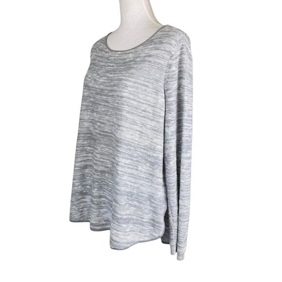 Eileen Fisher Gray Long Sleeve Knit Organic Cotton Linen Blend High Low Shirt - Picture 4 of 11